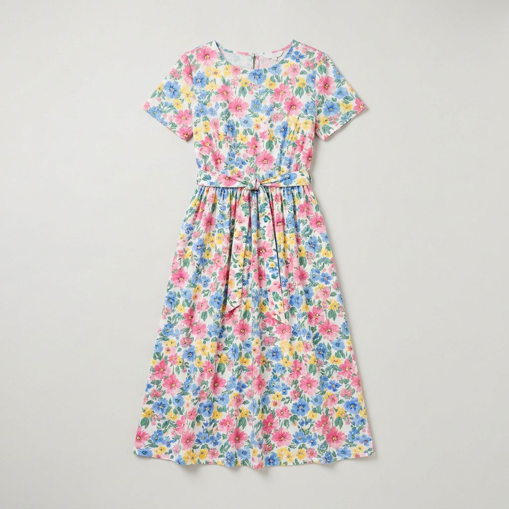 Women's Floral Print Cotton Midi Dress